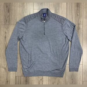 Johnnie-o Sweater Men's Large Gray Hybrid Performance 1/4 Zip Up Merino‎ Blend